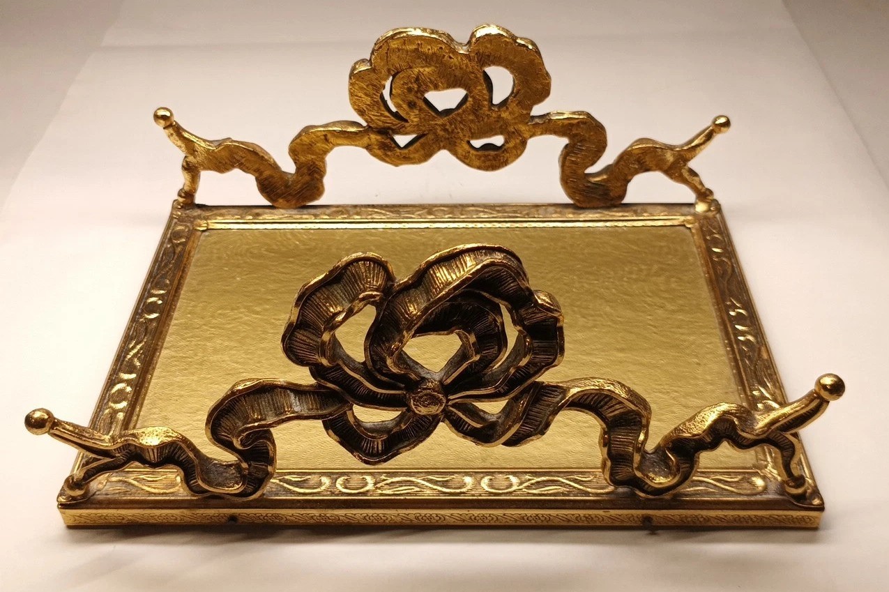 Vintage 1950s Stylebuilt Accessories Hollywood Regency Gold Gilt Tray