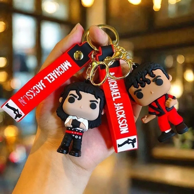 Michael Jackson Keychain King of Dance Mini Idol Figure Key Ring Toy Collectible