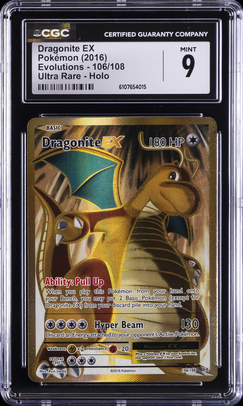 2016 POKÉMON EVOLUTIONS ULTRA RARE HOLO #106/108 DRAGONITE EX CGC 9