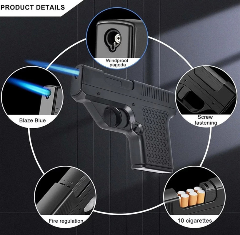Unique Butane Cigarette LIGHTER & CASE Adjustable Jet Torch Flame Pistol Gun hot