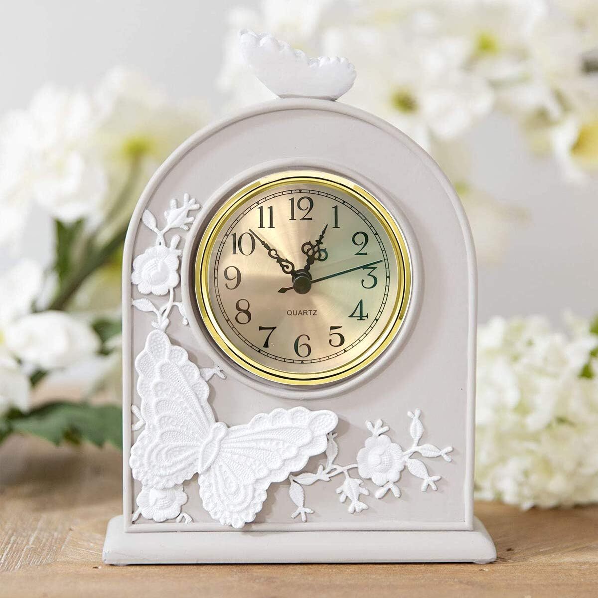 HILLHOME Mini Clock Insert 3-1/2 Inch (90 mm) Round Quartz Fit-up Gold