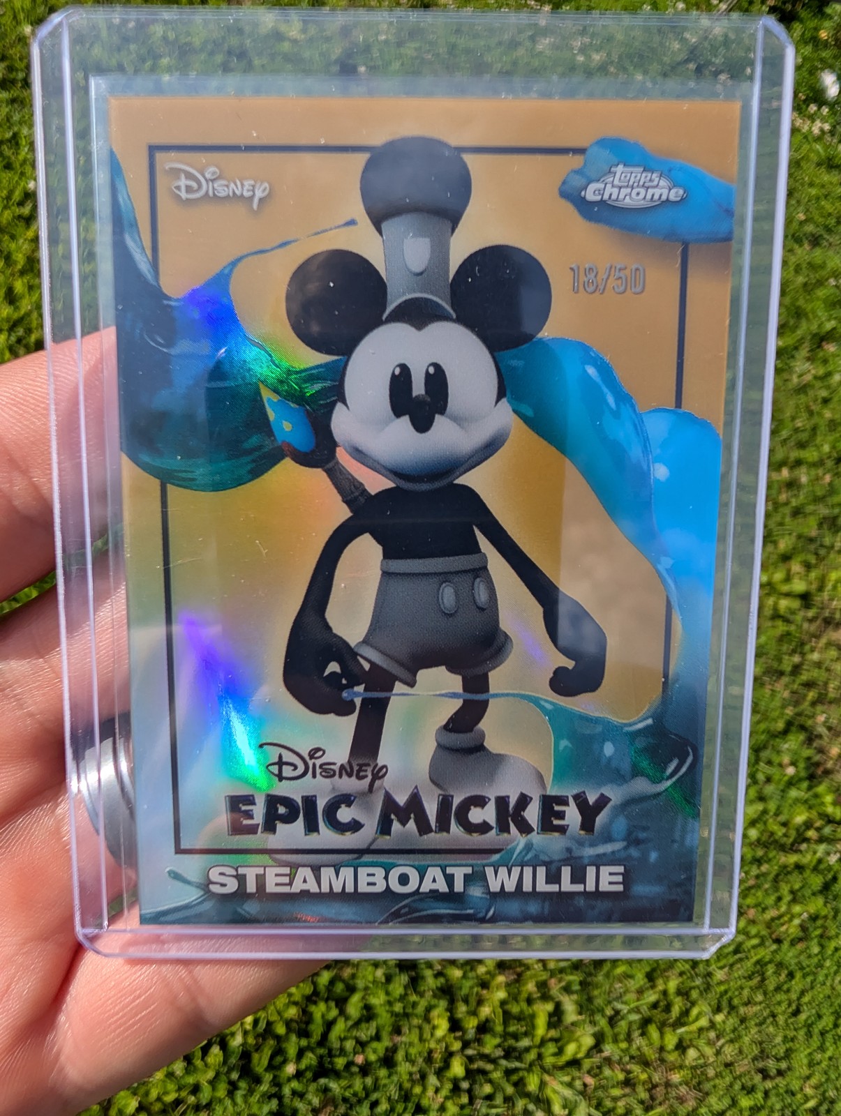 2026 Topps Disney Neon #EM-10 Steamboat Willie Epic Mickey Gold 18/50