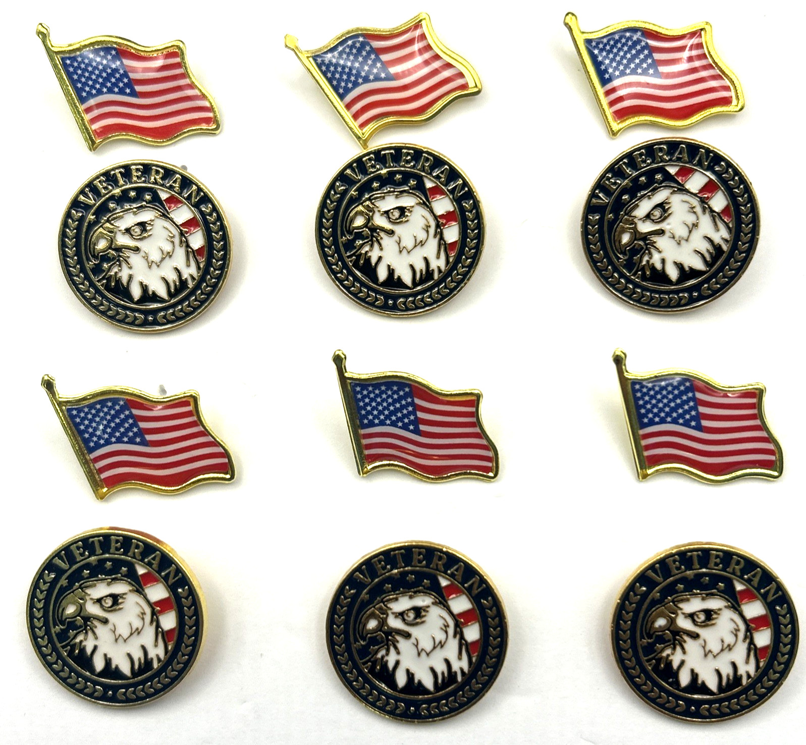 USA Patriotic *July 4th Celebration Veteran/Flags* Lapel/Hat Pins (12 Pack)