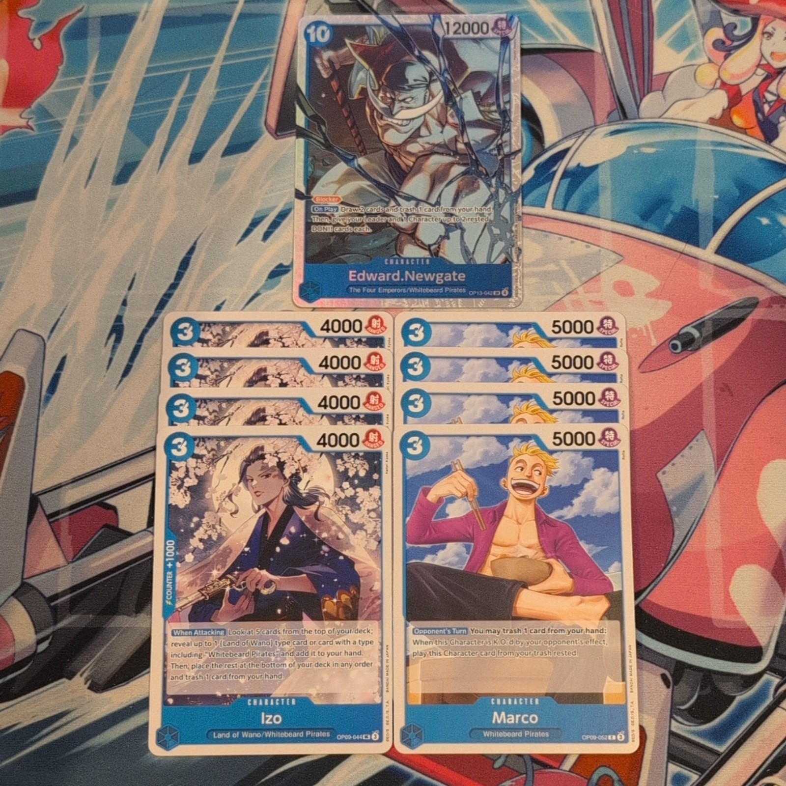 Edward Newgate OP12-042 SR + 4 x Izo OP09-044 UC/4 x Marco OP09-052 C One Piece