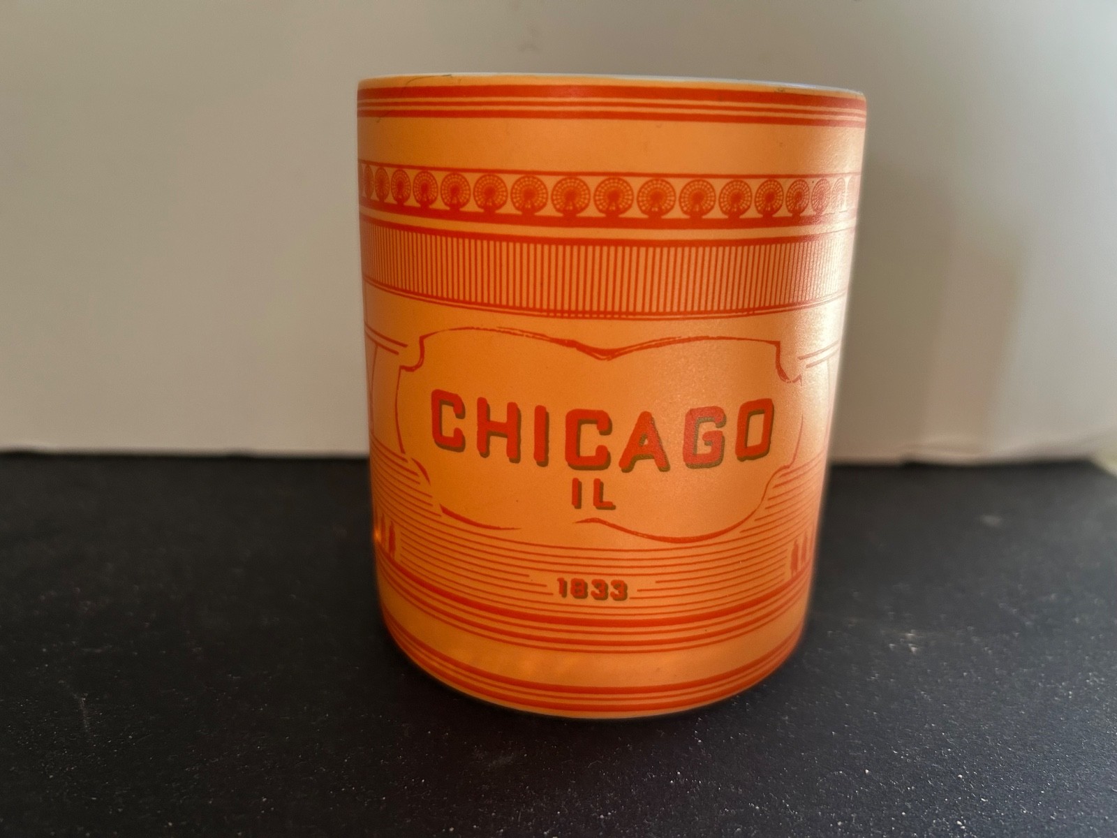 NEW Peet’s Coffee City CHICAGO IL 1833 Mug Orange White Interior 12 oz