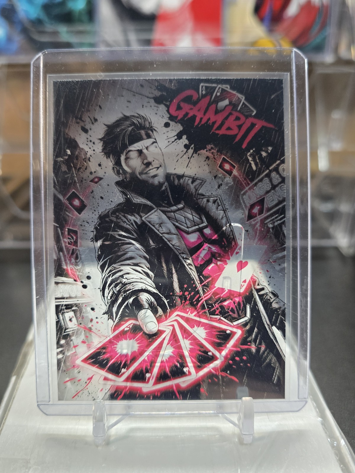 Custom Acetate Clear Gambit Art Card Marvel Comics By Case Hit Customs