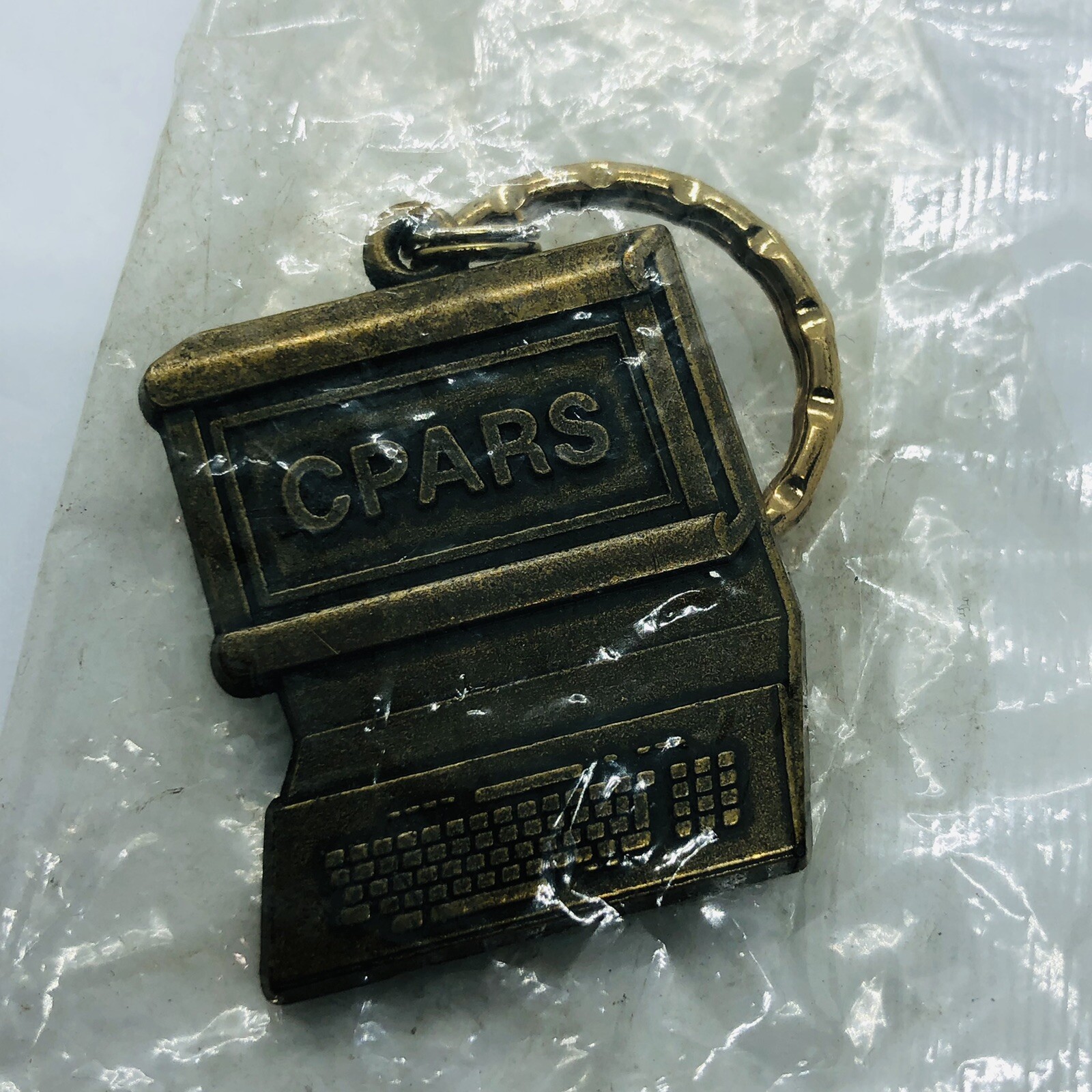 Vtg Bronze CPARS Government Contractor Computer Application Advertising Keychain
