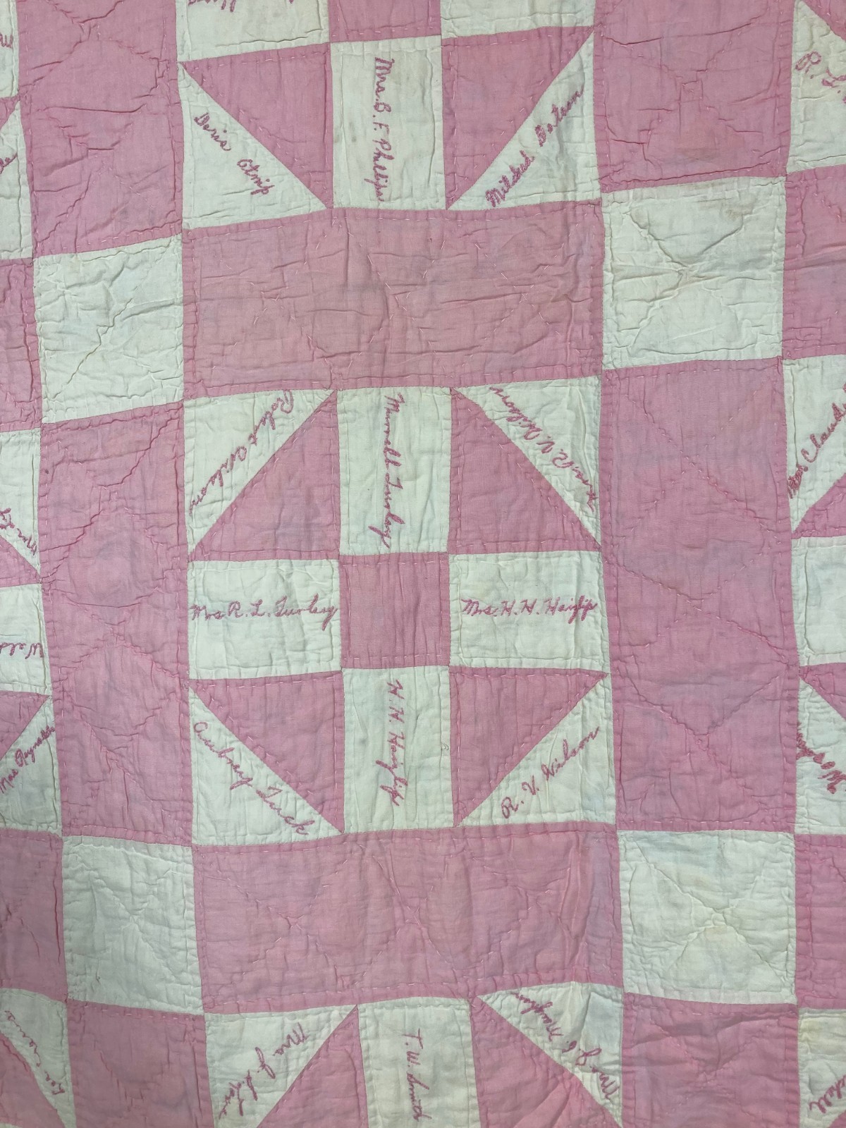 Vintage Handmade Beautiful “Four-Patch” Pattern Multicolor Quilt 76.7×63.3 Inch