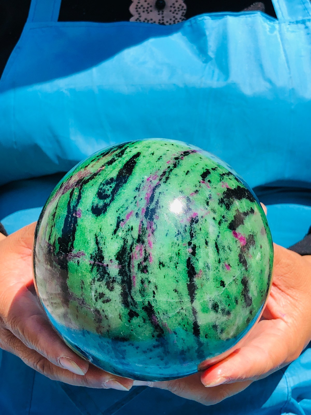 6.46LB Natural green Ruby zoisite (anylite) crystal ball sample Healing