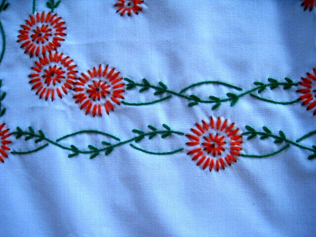 2 Pc Quilt Throw Patchwork Tied Quilt &Table Cloth FALL Orange GreenTones