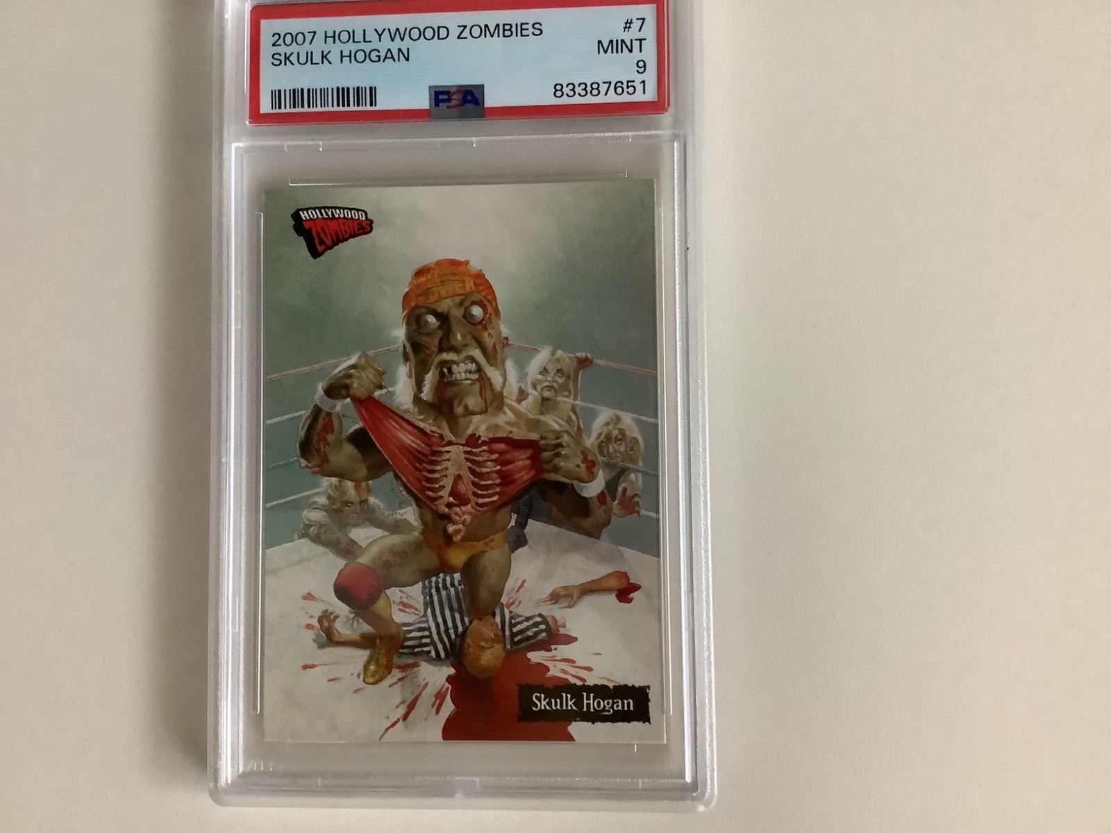 2007 TOPPS HOLLYWOOD ZOMBIES SKULK HULK HOGAN, #7 LIKE GARBAGE PAIL KIDS PSA 9