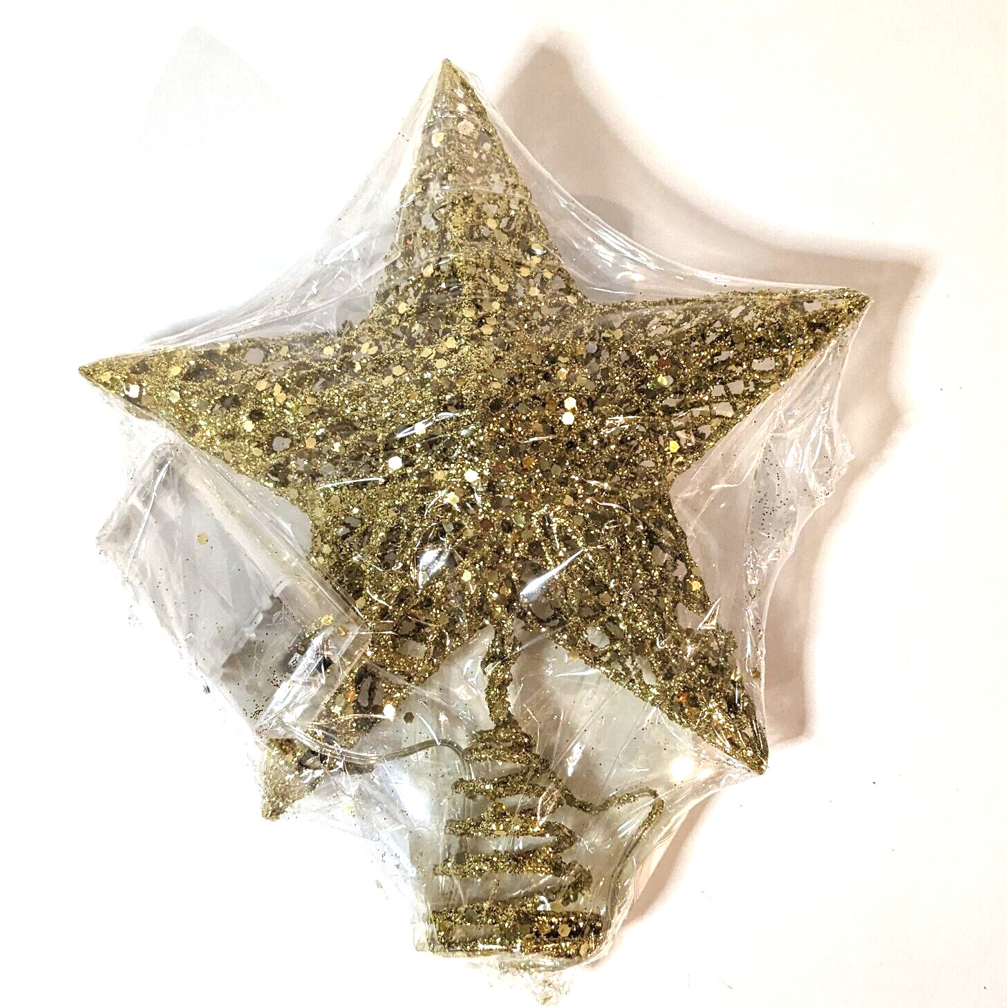 Gold Tree Topper Star, Glitter, Indoor Christmas Decor, Light Up Illuminated Top