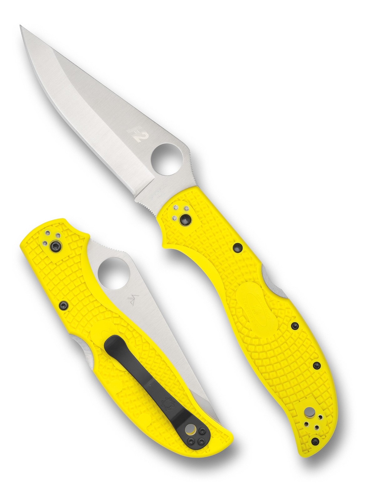 Spyderco Stretch 2 XL Salt Satin H2 Steel Plain Edge Blade Yellow FRN C258PYL