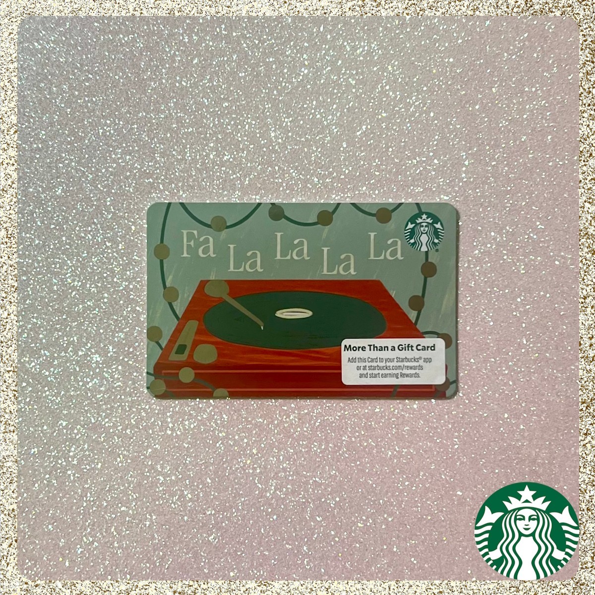 🎄💿 2025 Starbucks “Fa la la la la” Record Player w/ Foil Accents Gift Card