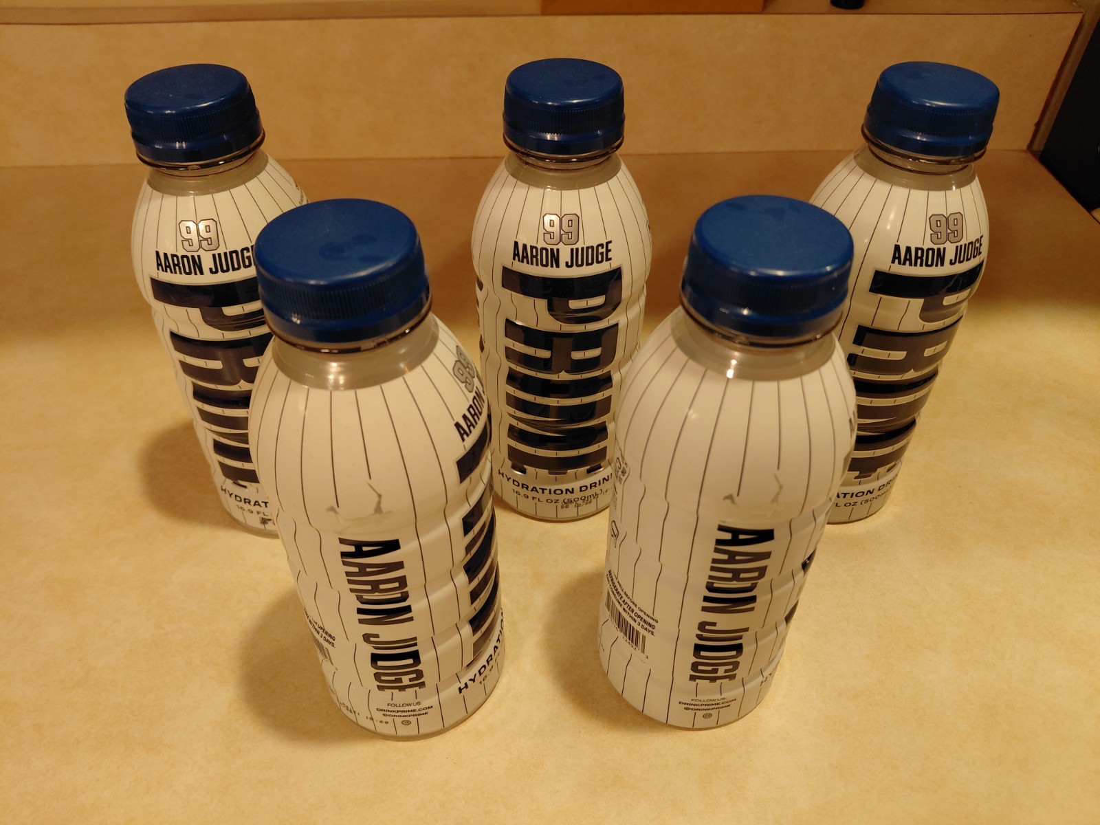 Sealed Prime Hydration Aaron Judge Limited Edition White NY Yankees Bottle Lot