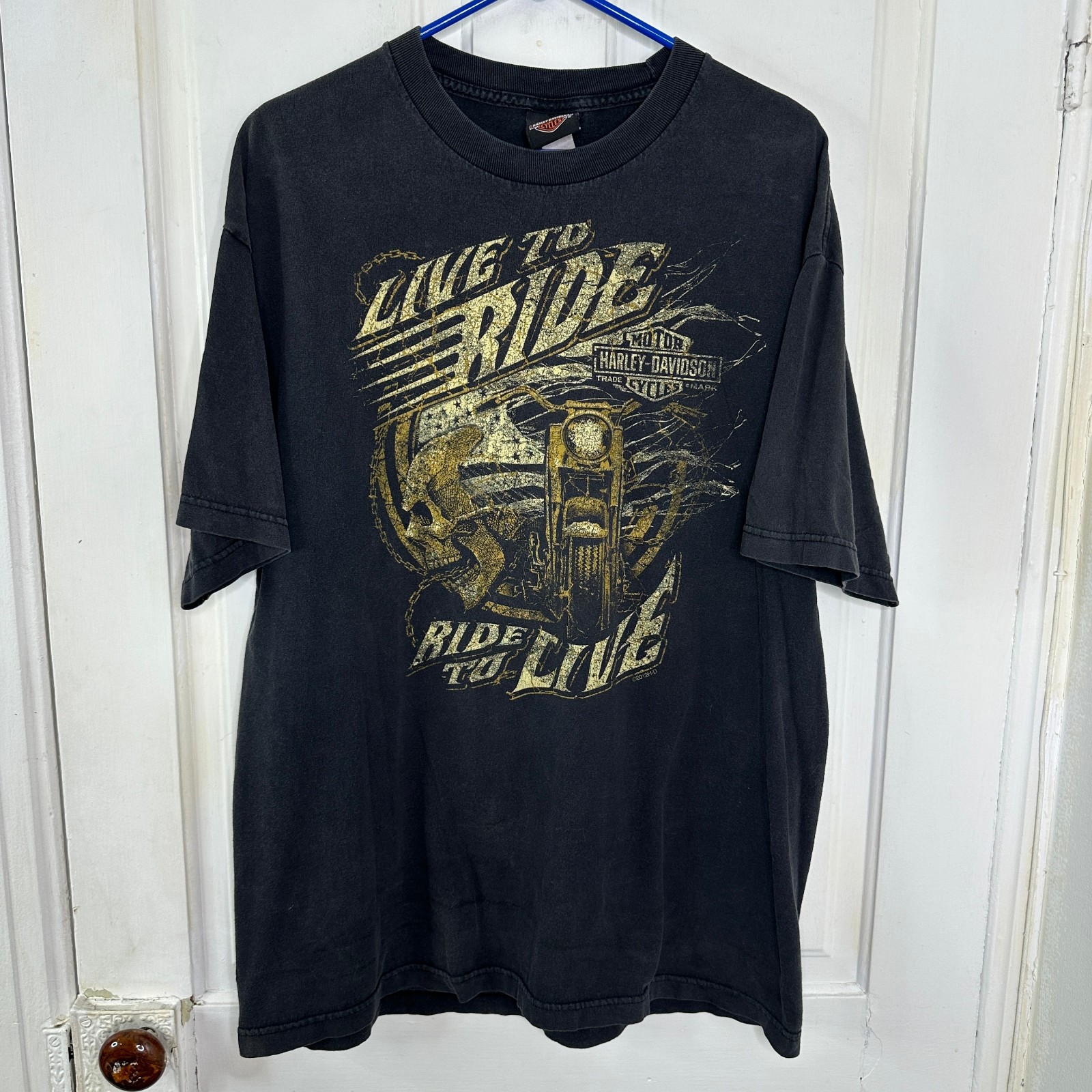 Harley Davidson Live to Ride Skull Dealer T Shirt Connecticut XL 2XL Black y2k