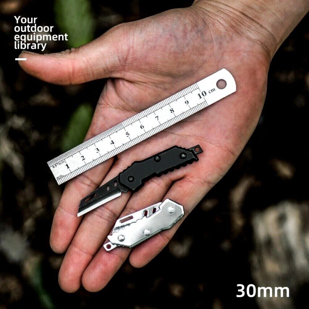 Mini Wharncliffe Folding Knife Survival Pocket Key Chain Camping
