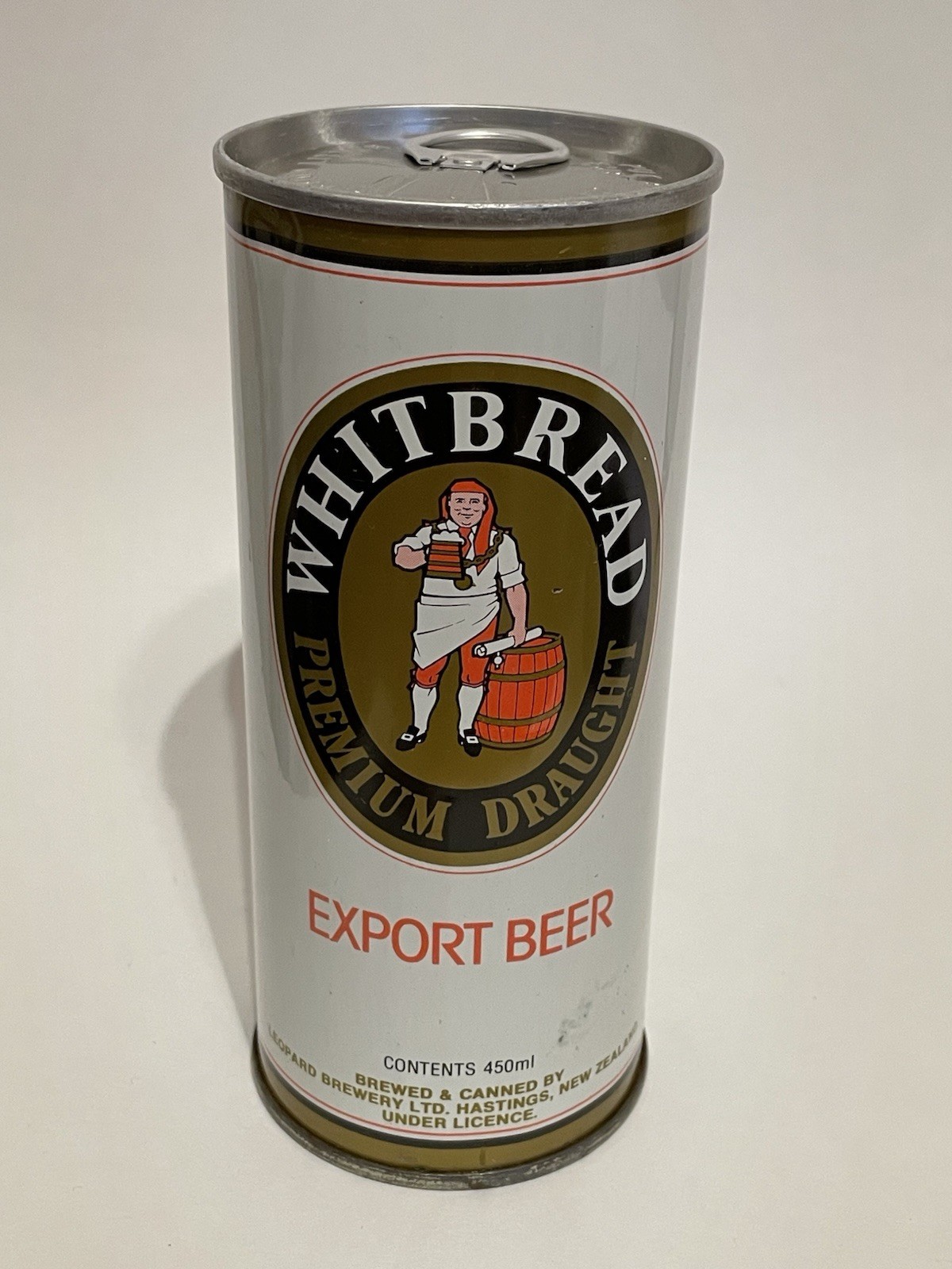 Whitbread Export straight steel empty 450 ml beer can, New Zealand