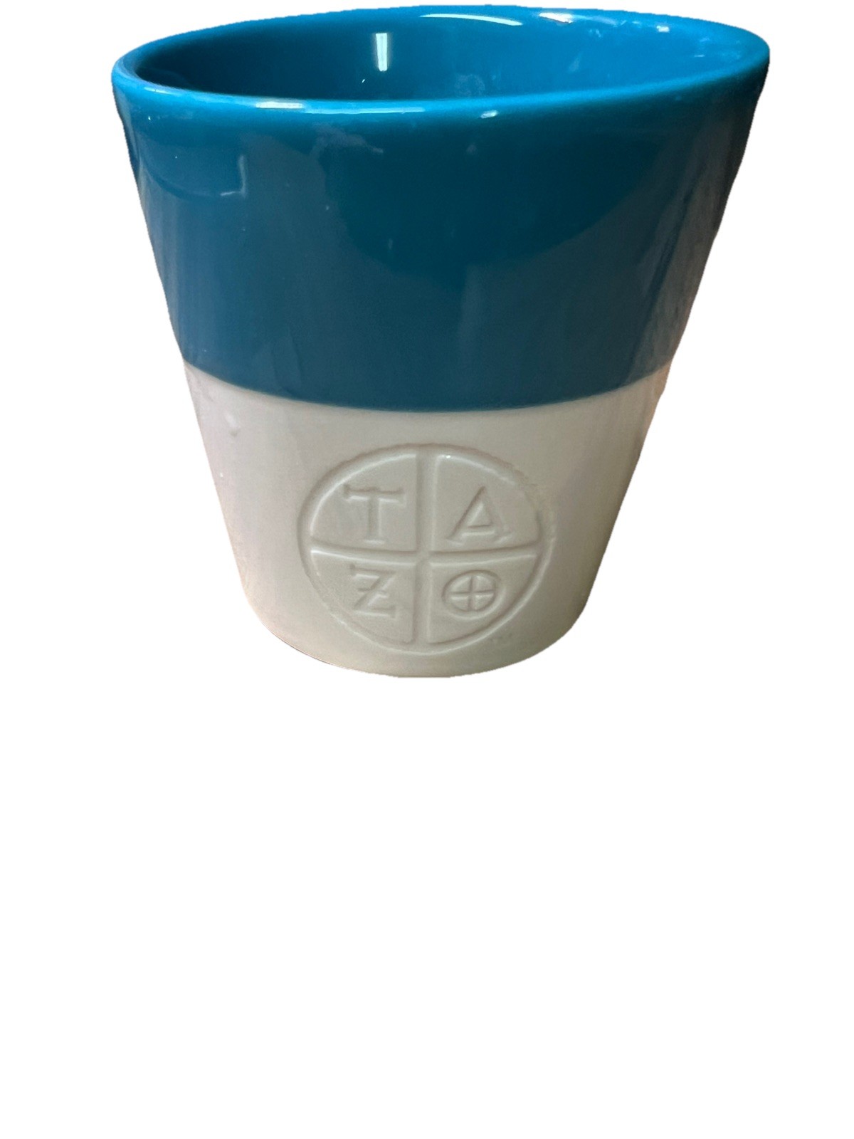 Starbucks Tazo Tea Logo Asymmetrical Bone China Mug Blue White Cup 2011