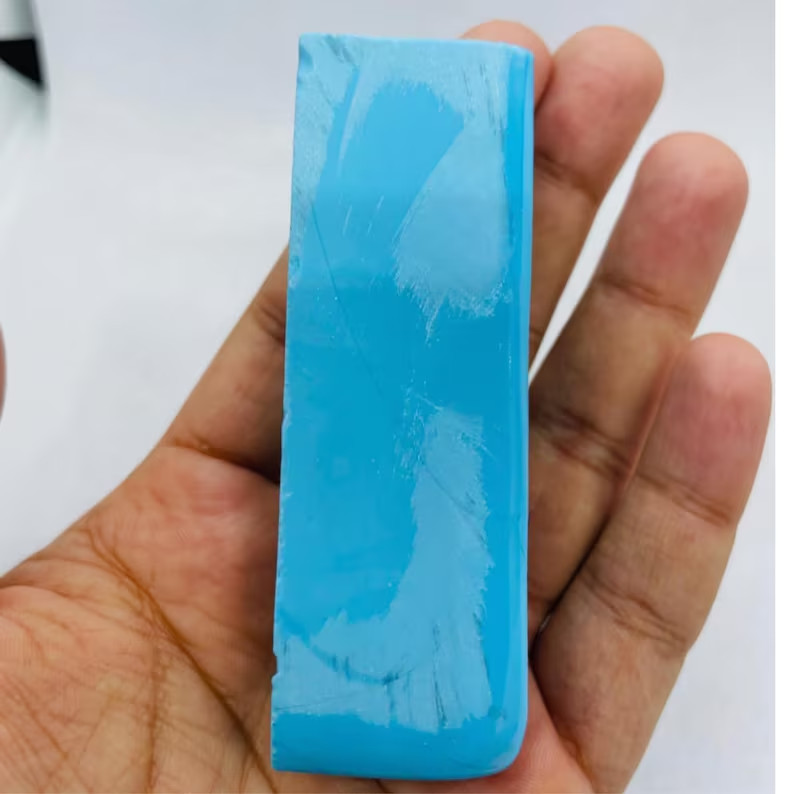 Lab-Grown Turquoise Rough Slice 420CT | Blue Crystal Slab for Jewelry Making