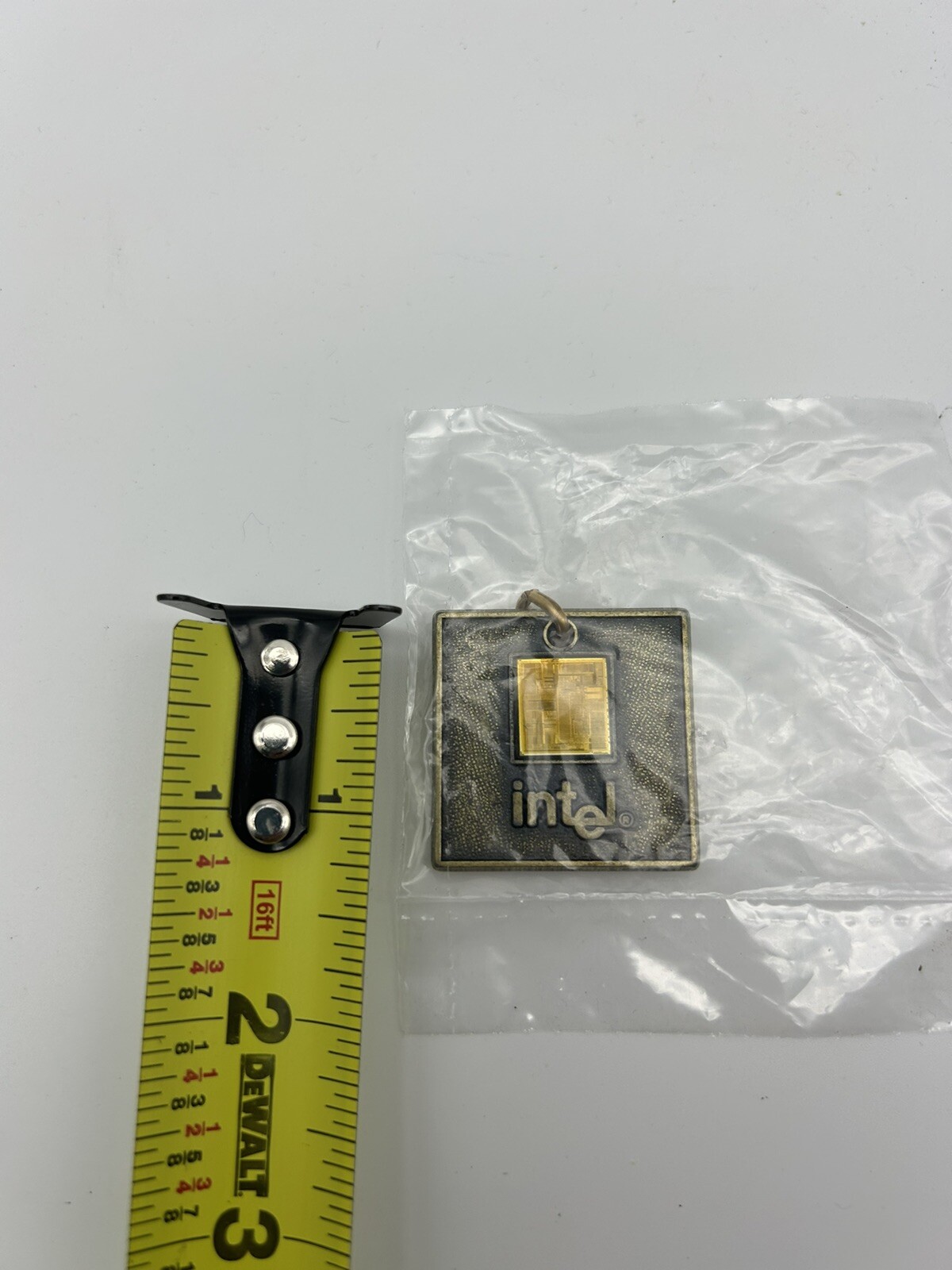 Intel Smithsonian 150 Anniversary 1846–1996 Metal Keychain With Computer Chip