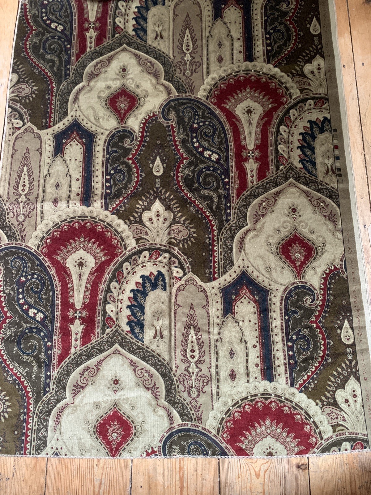 4 Brunschwig & Fils KASBA PAISLEY Velvet Luxury Handprinted Fabric 1997 remnants