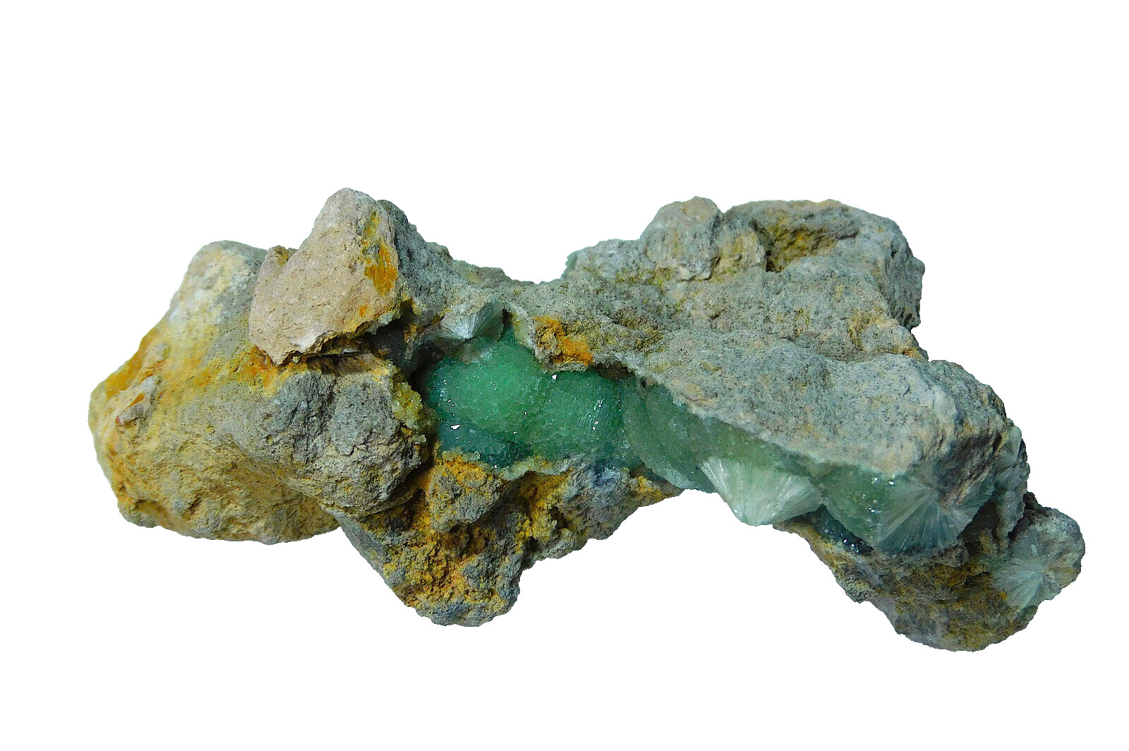 Green Wavellite Buttons & Slices on Matrix Specimen From Mt. Ida Arkansas