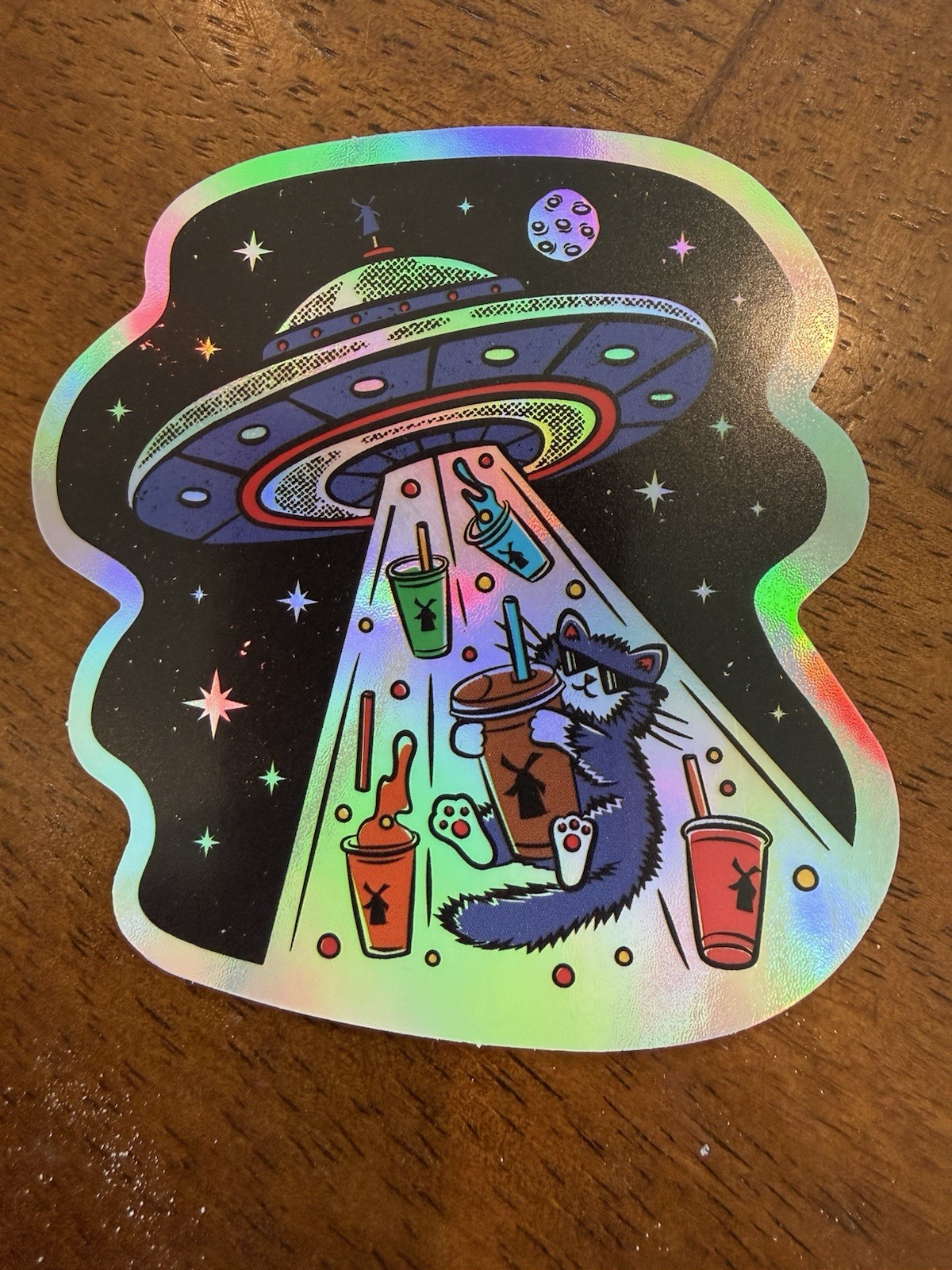 Dutch Bros Holographic UFO Cat Sticker June 2026 Alien Space Order Ahead Decal