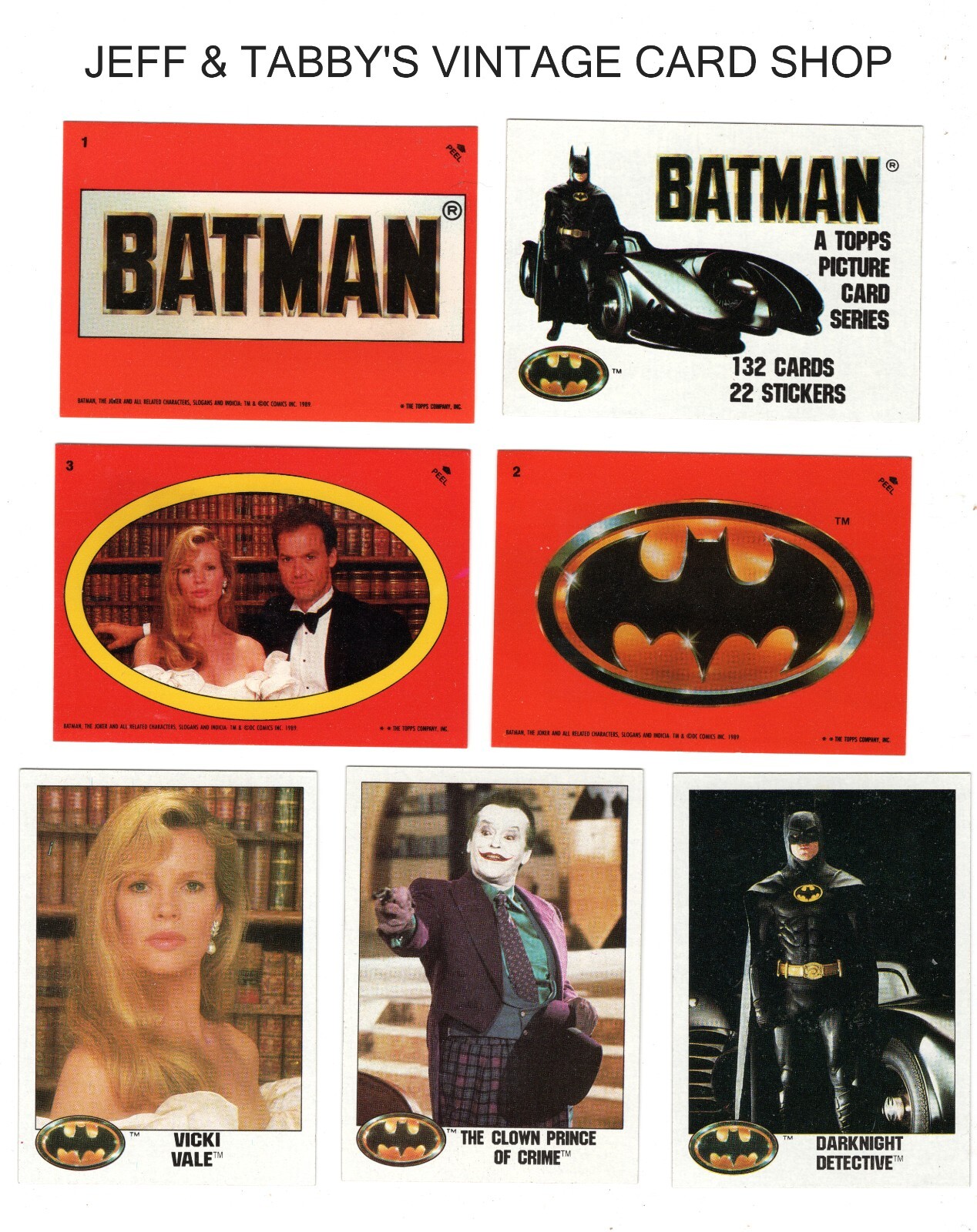 1989 TOPPS BATMAN Series 1 CARDS & Stickers/SEE DROP DOWN MENU 4 CARD U RECEIVE