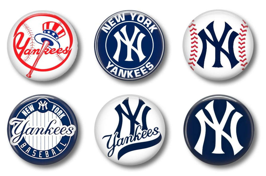 New York Yankees 1″ pinback set of 6 sports pins BUTTONS baseball team
