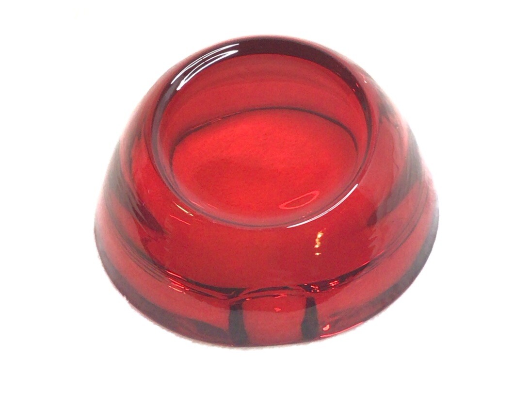 Vintage MCM Viking Glass Atomic Orb Ruby Red Asymmetrical Ashtray
