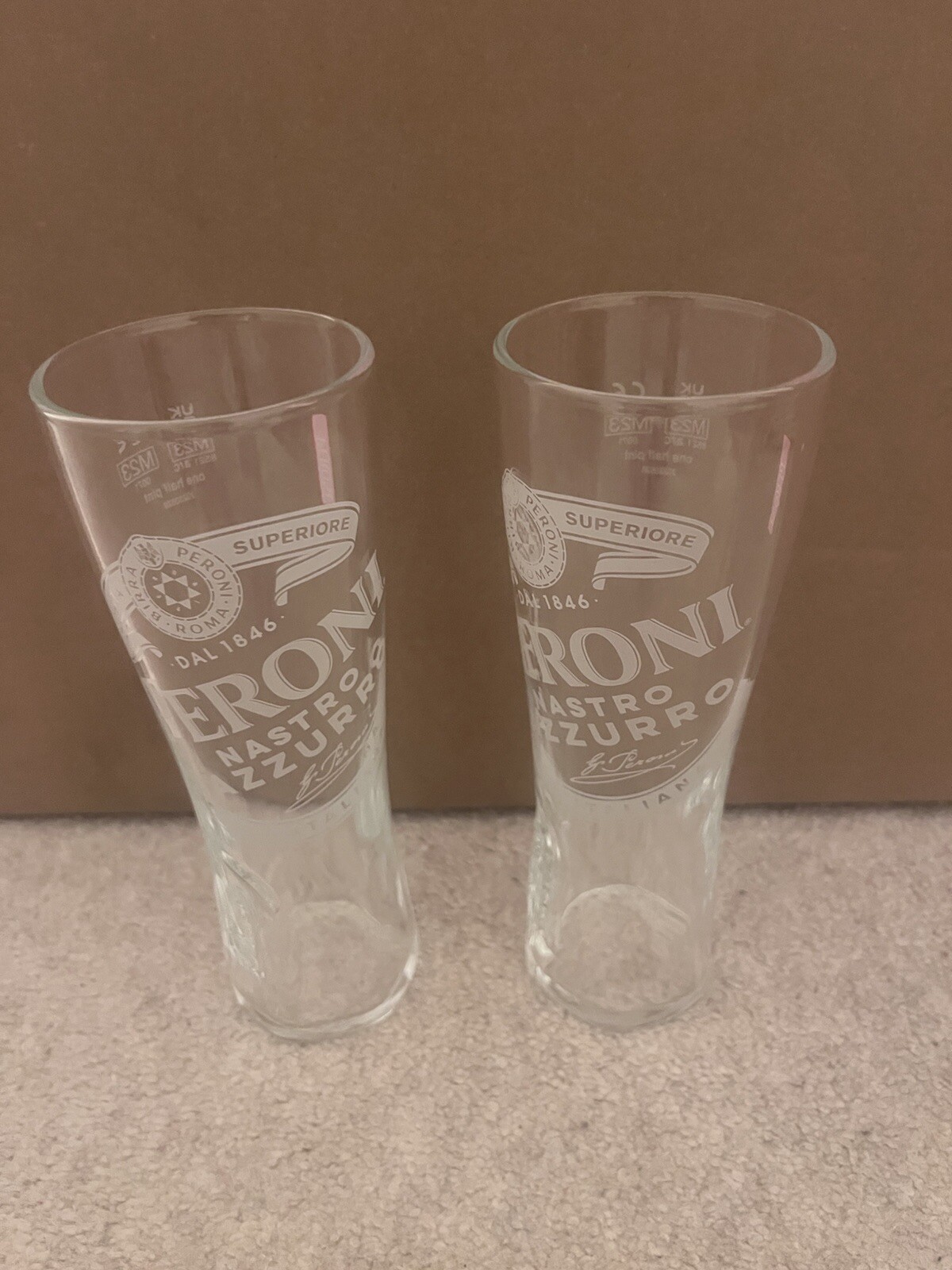 2 Peroni Half Pint Glasses Brand New Official 10oz