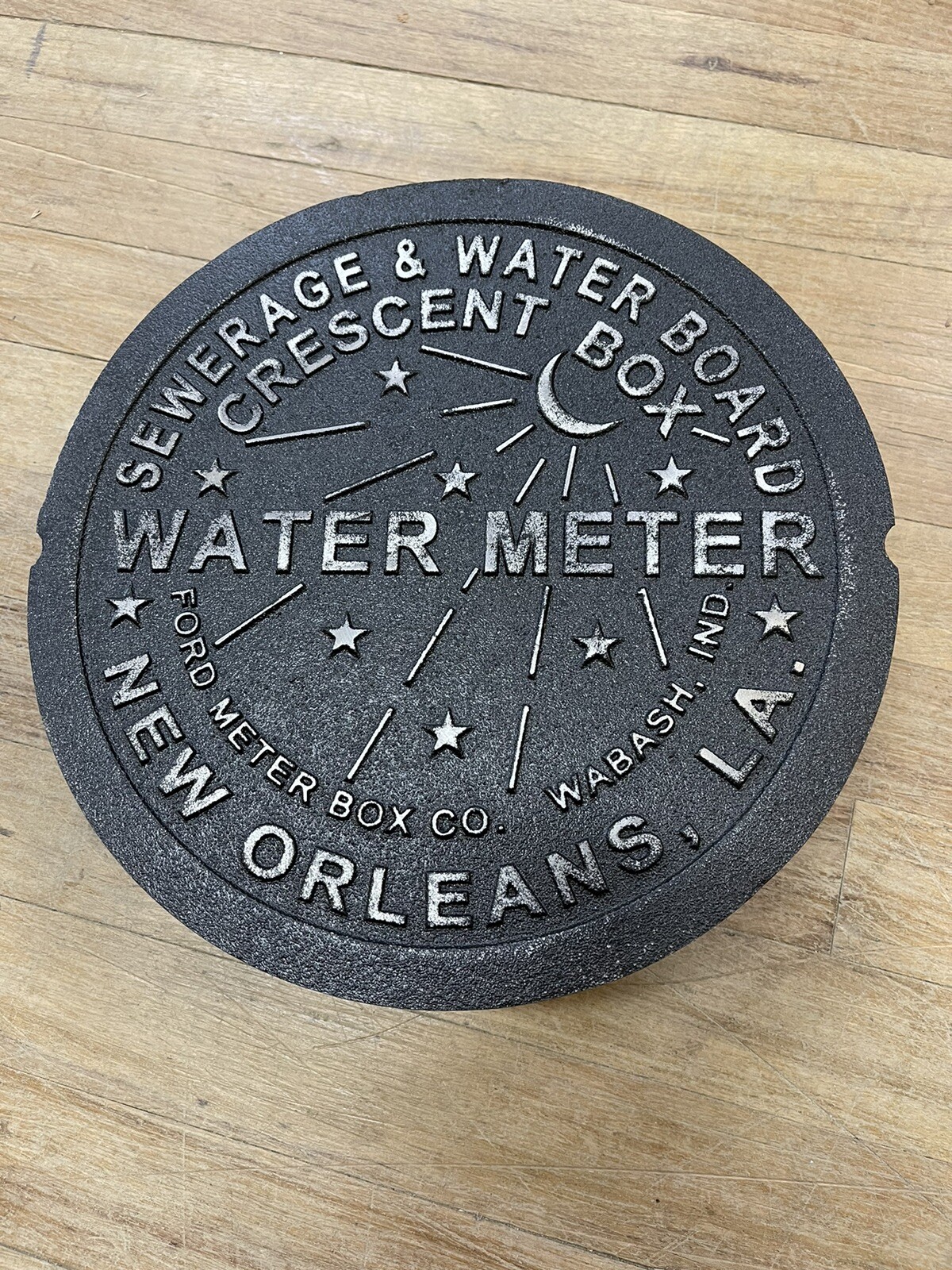 REAL NEW ORLEANS WATER METER BOX COVER ORIGINAL GENUINE CAST IRON MADE IN USA