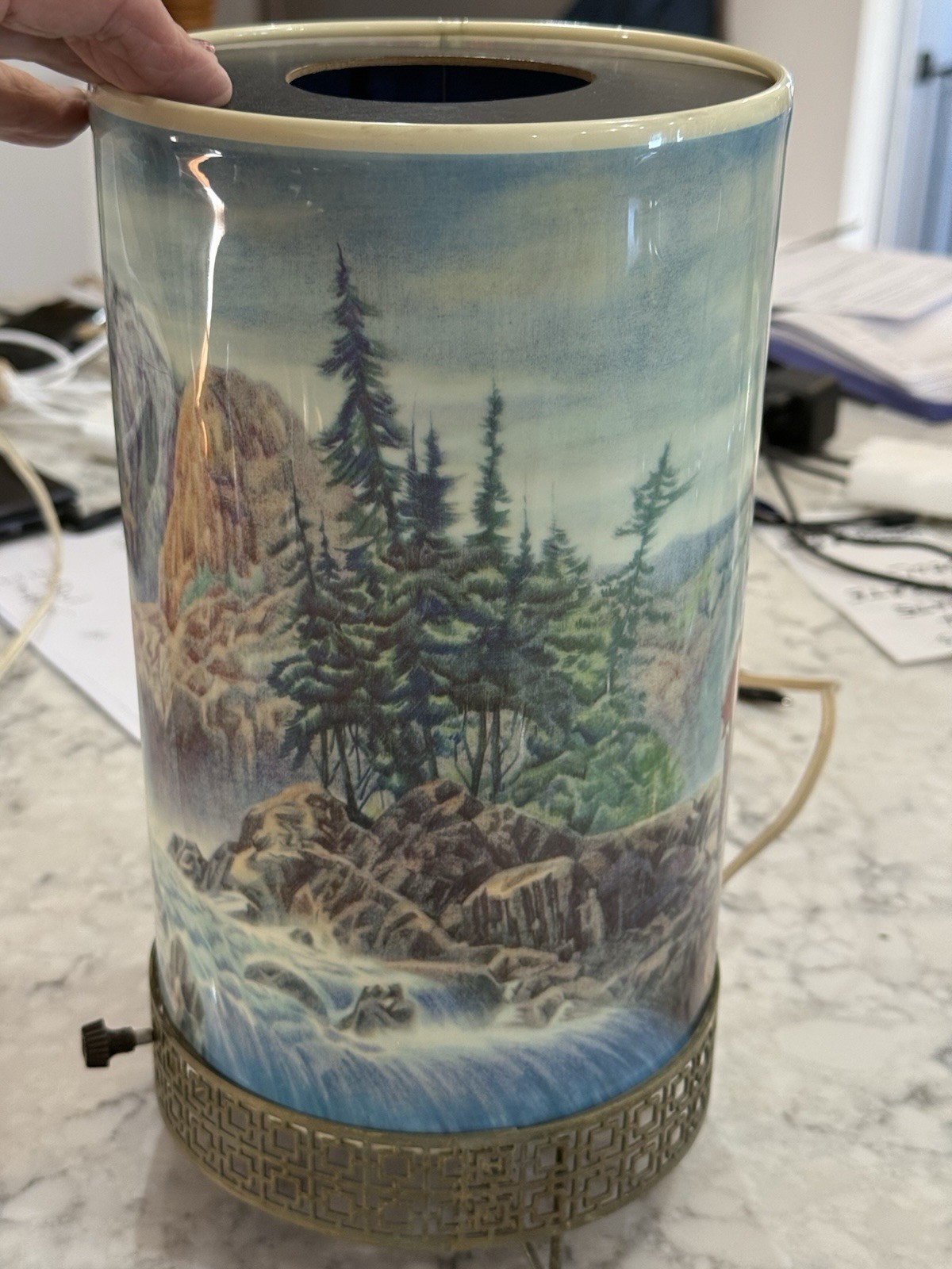 1956 La Goodman Vintage Motion Lamp Waterfall Campfire Prospectors Light RARE