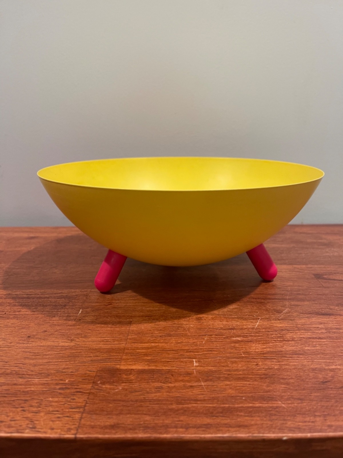 Vintage Ikea Postmodern Swedish Ps Series Yellow Pink Tripod bowl Ola Wihlborg