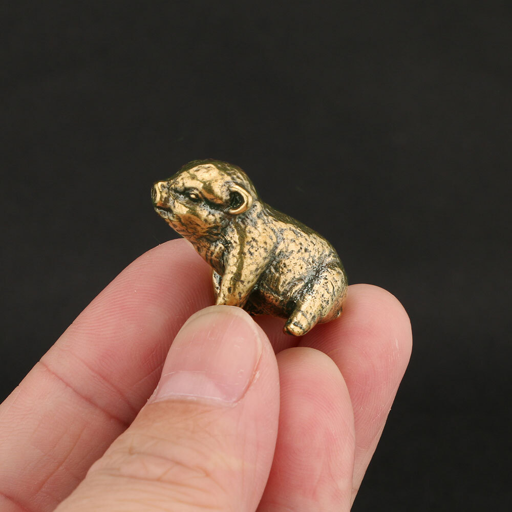Solid Brass Pig Figurine Small Statue Home Ornaments Animal Figurines Gift USA