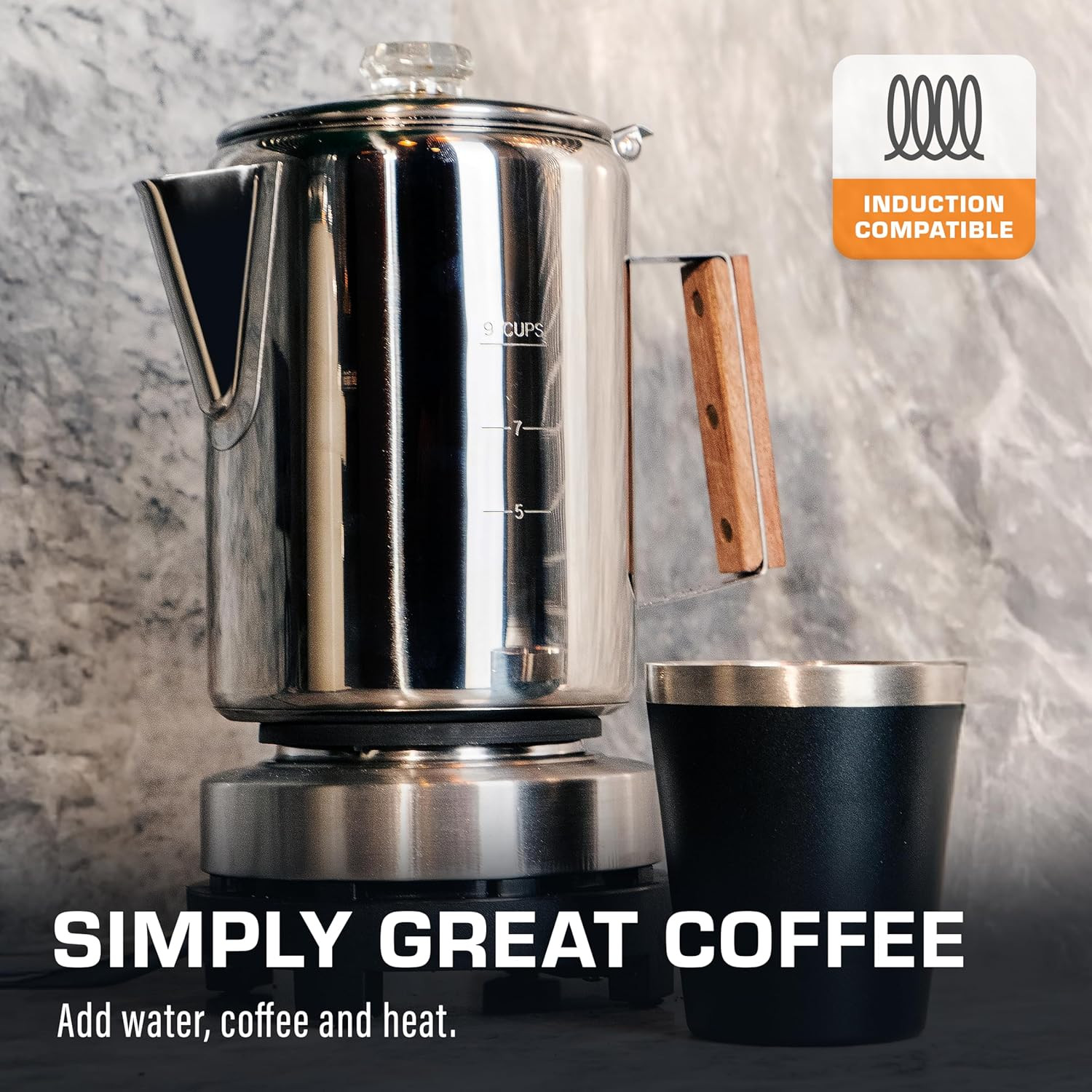 Bozeman Induction Coffee Maker — Percolator Coffee Pot, Coffee Percolator – B…