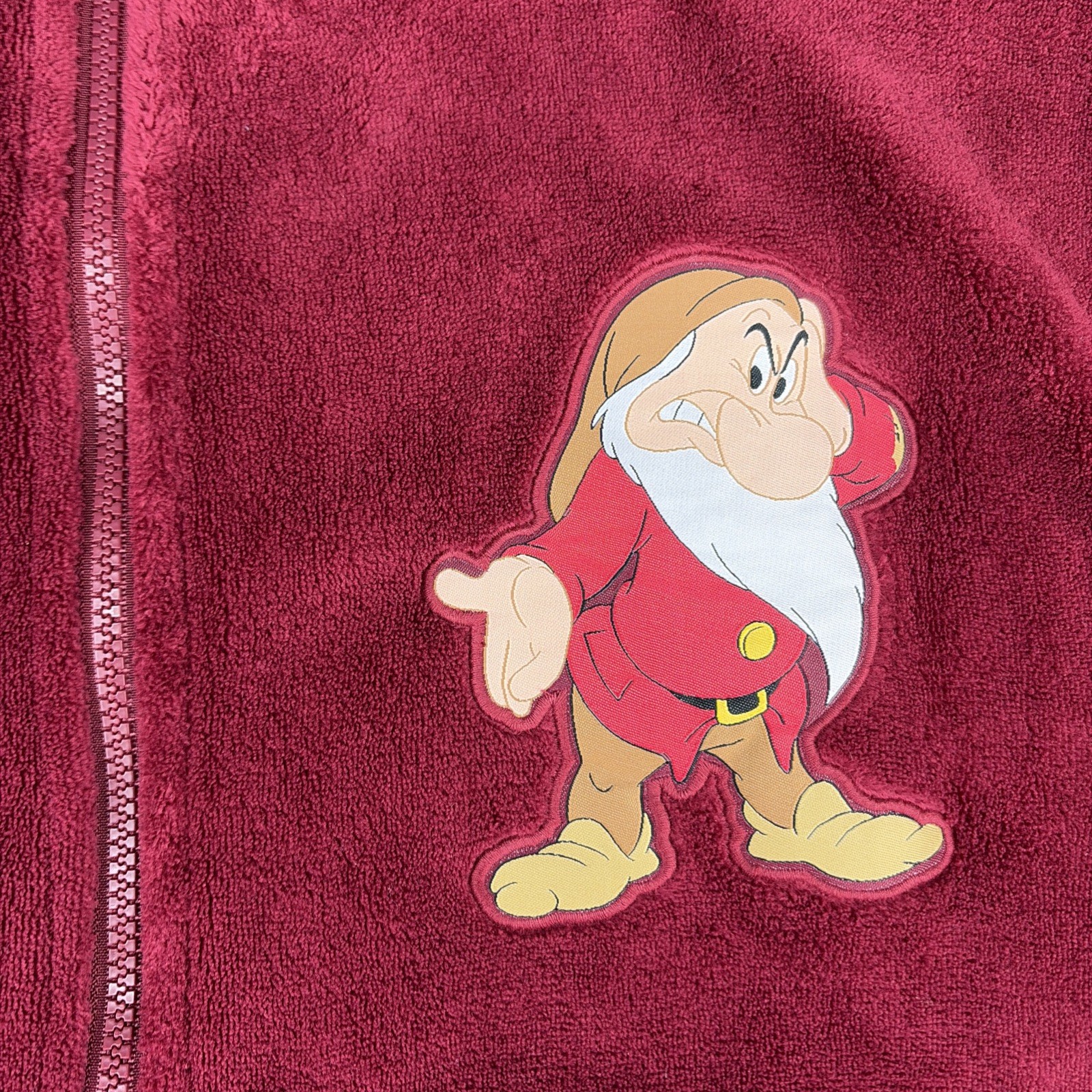Disney Store Grumpy Burgundy Full-Zip Fleece Jacket – Size XLarge – New w/tags