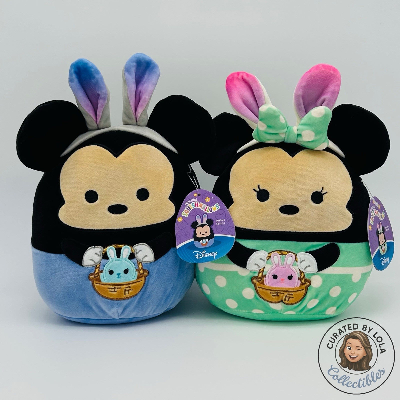 NWT Squishmallows Disney Easter Mickey & Minnie Mouse 10.5 inch Bunny Plush Set