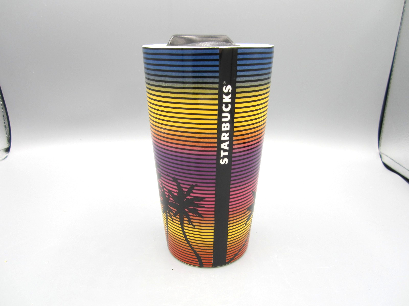 Starbucks Florida Multi-color Stripe Travel Coffee Tea Mug with Lid 12 oz (91)