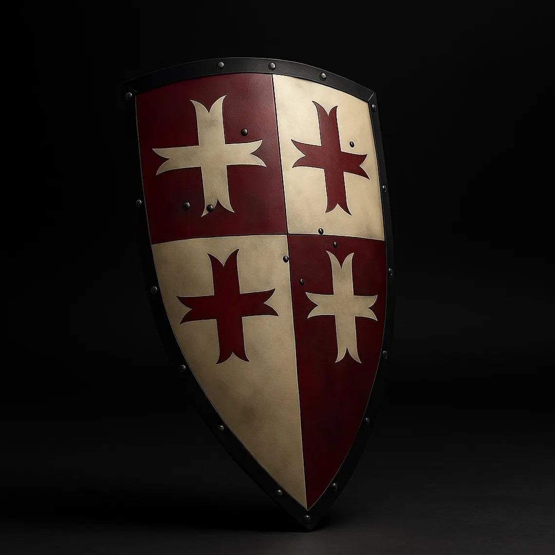 Templar Crusader Shield Hand-Painted Medieval Knight 3 Sizes LARP Wall Decor