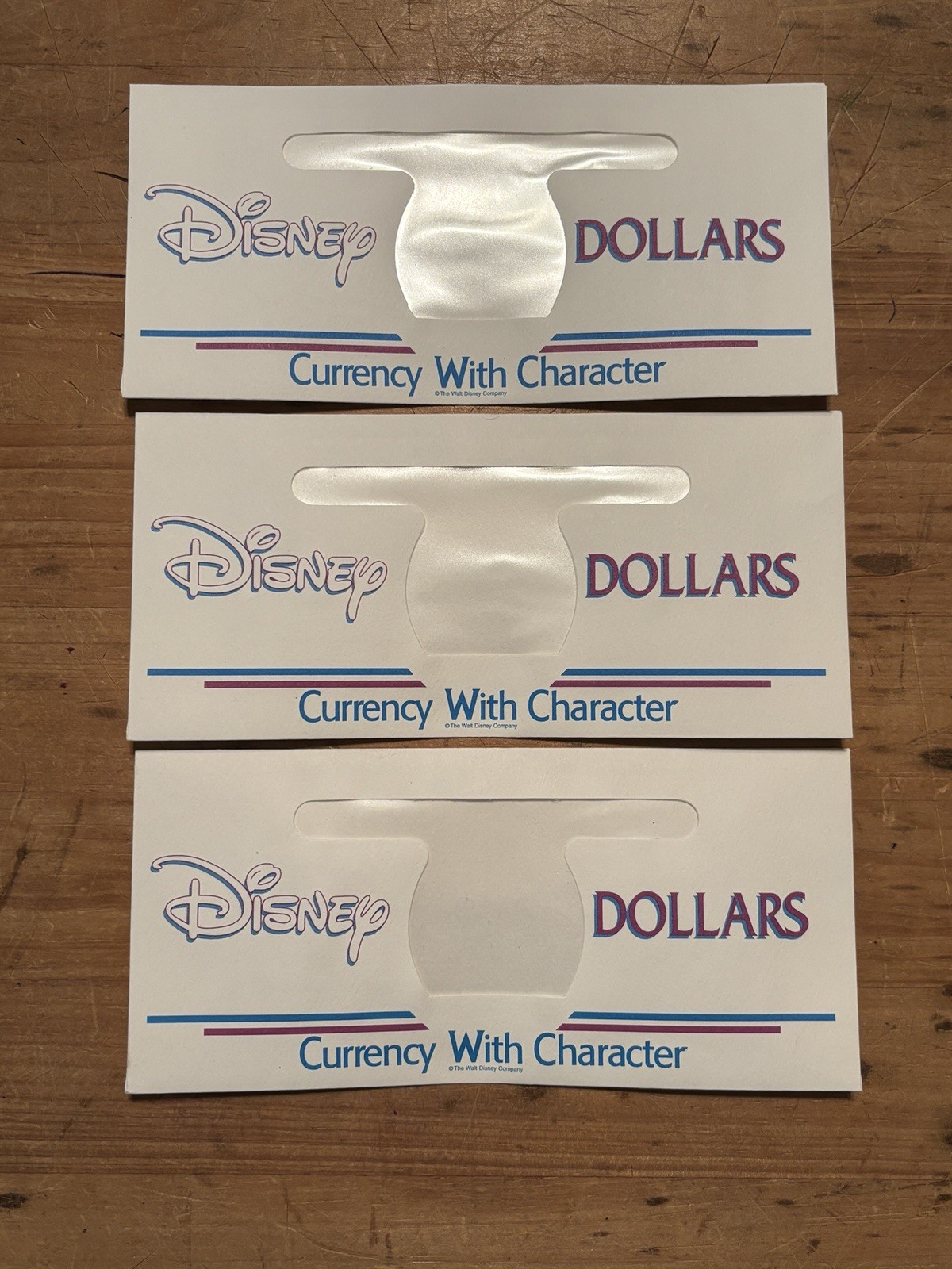 3 Disney Mickey Mouse Dollar Envelope New UNCirculated Envelopes