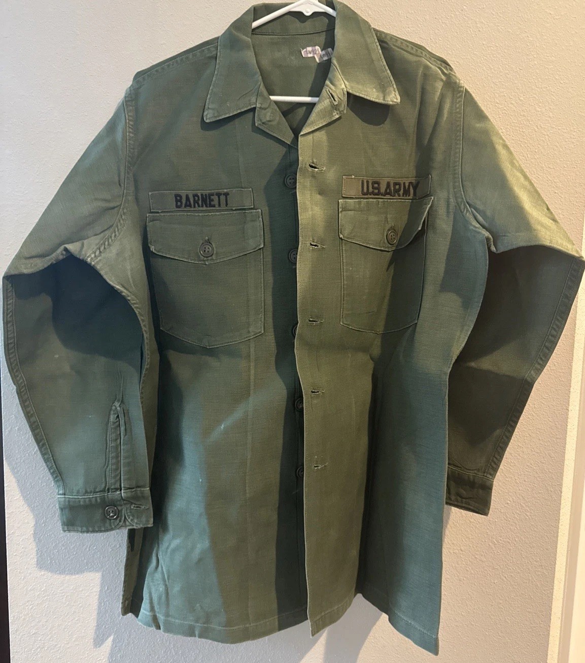 Vietnam War Era US Army OG-107 Field Shirt Green Military Button Up XII