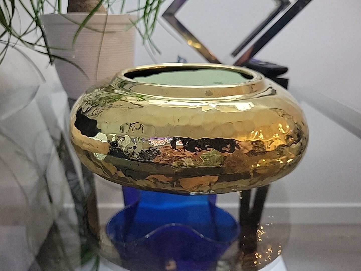 Beautiful Hosley Decorative Hammered Solid Brass Floral Planter India 7.5″ X 3″