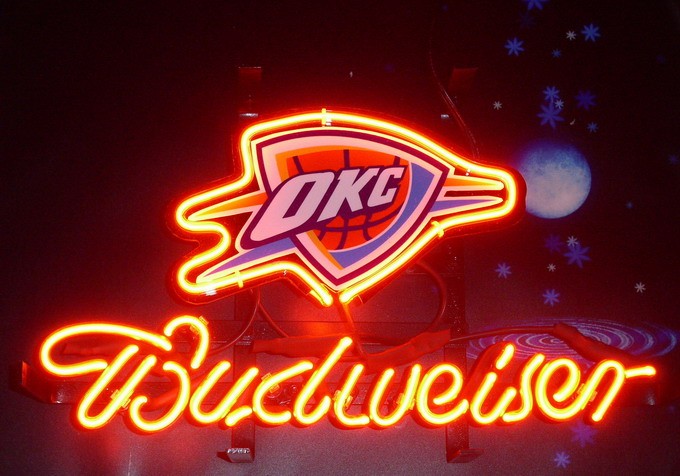 Oklahoma City Thunder Beer 14″x10″ Neon Light Sign Lamp Room Man Cave Bar Decor