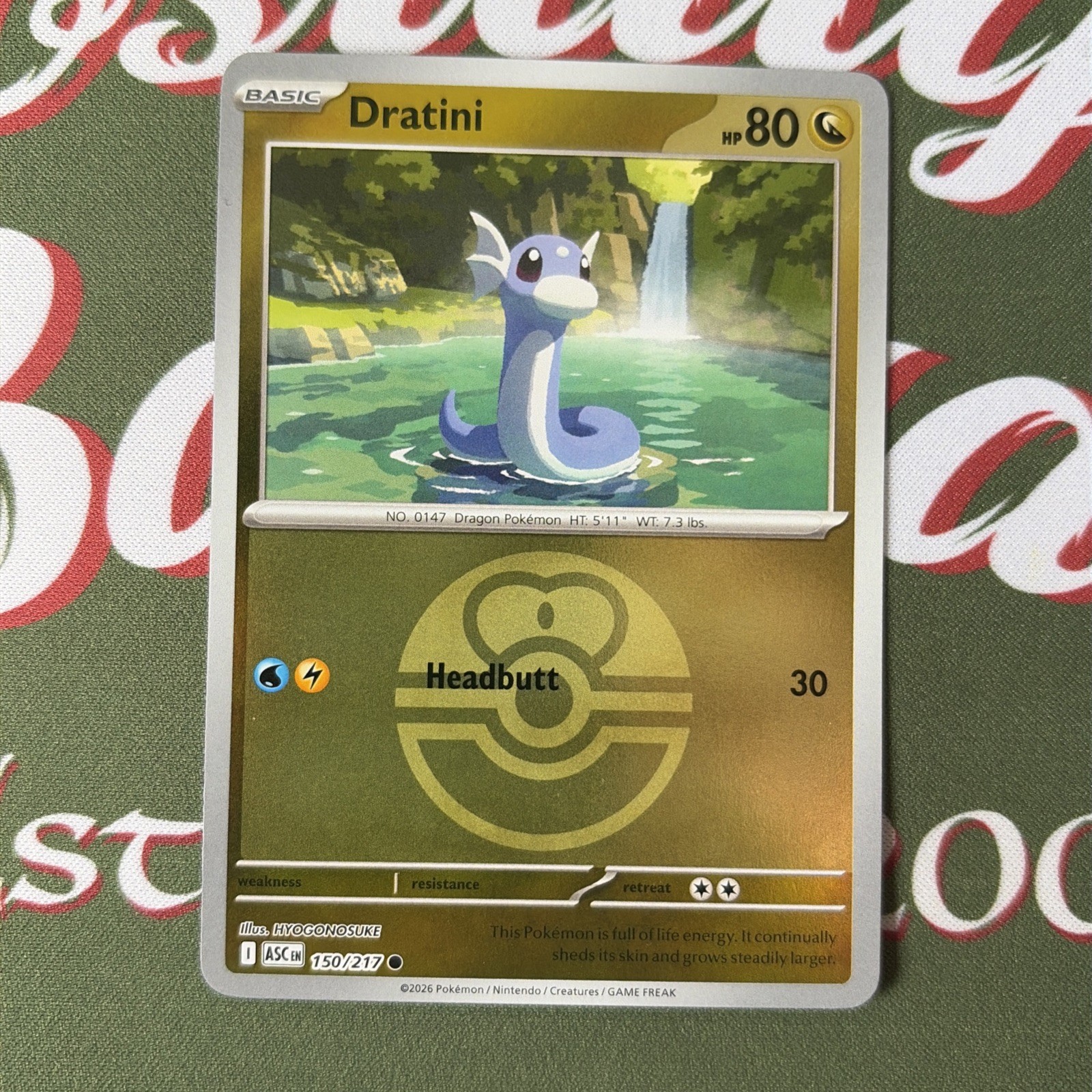 Pokémon TCG- Dratini- Pokeball Reverse Holo- Ascended Hero’s- 150/217 Mint