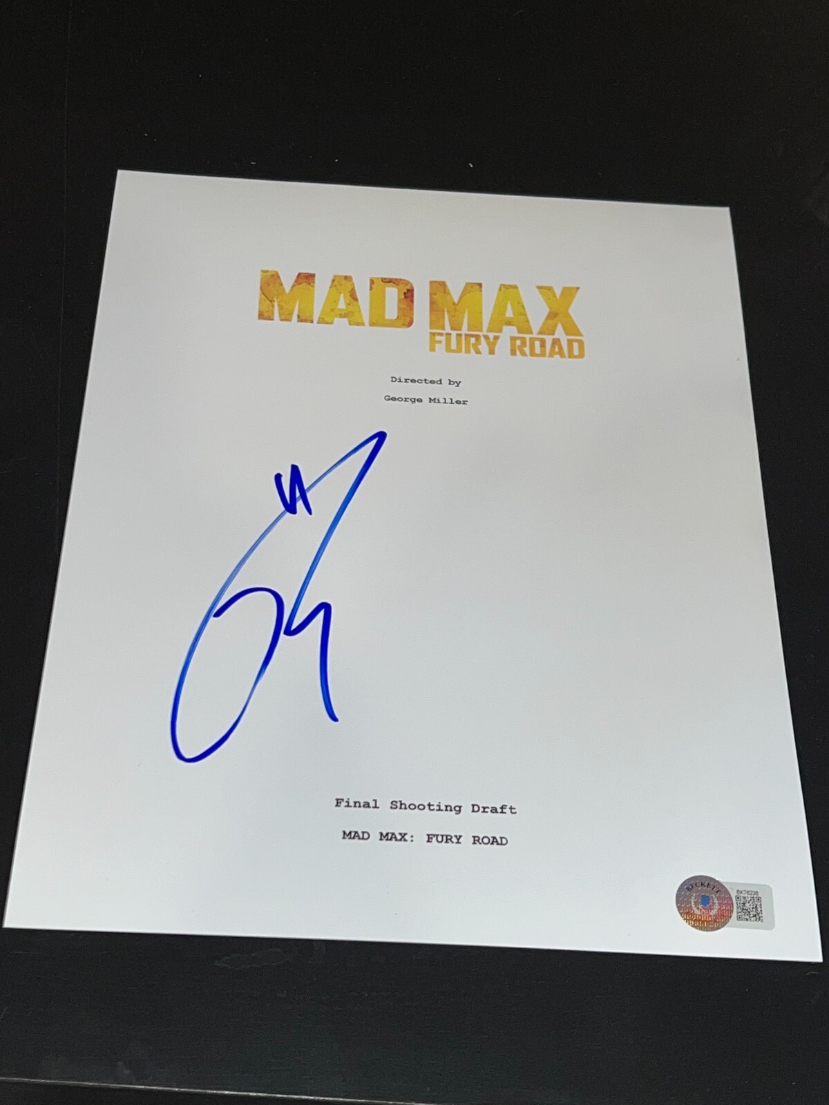 TOM HARDY SIGNED AUTOGRAPH SCRIPT MOVIE MAD MAX FURY ROAD BECKETT BAS AUTO G
