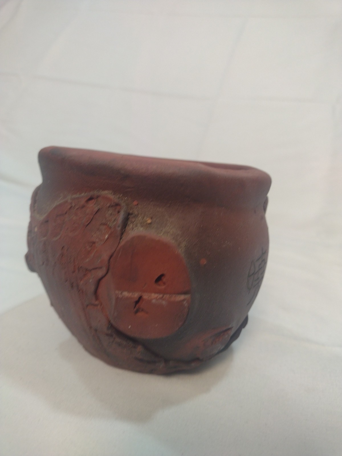 Hand Crafted/ Handmade Etched Small Clay Pot or Ash Tray