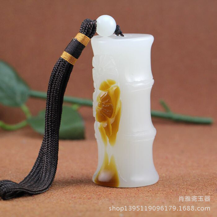 Xin-jiang Hotan Jade, Sheep Fat, White Jade, Bamboo Poles Are Rising Steadily