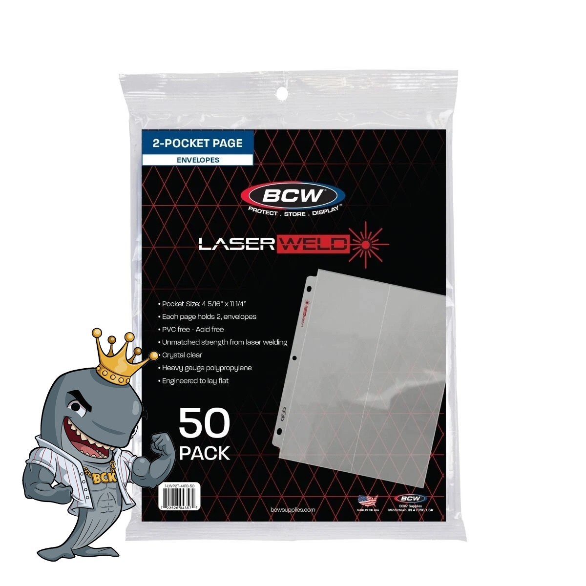 BCW LaserWeld 2-Pocket Envelope Pages 50ct Pack FREE SHIP